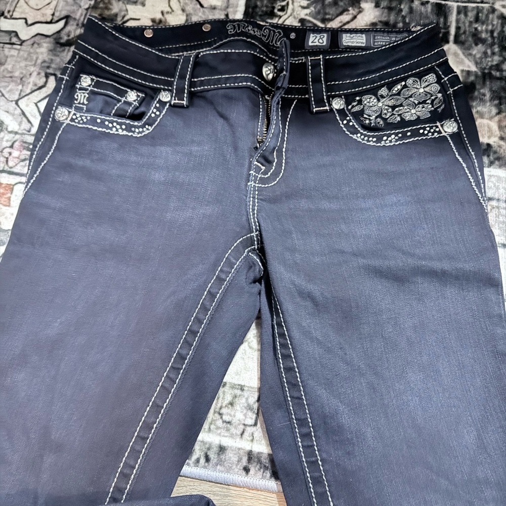 Miss Me Stylish Blue Jeans with Embroidered Pockets - Picture 3 of 5